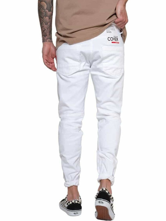 Biker I0041 Ανδρικό Παντελόνι Τζιν Ελαστικό με Skinny Εφαρμογή Λευκό
