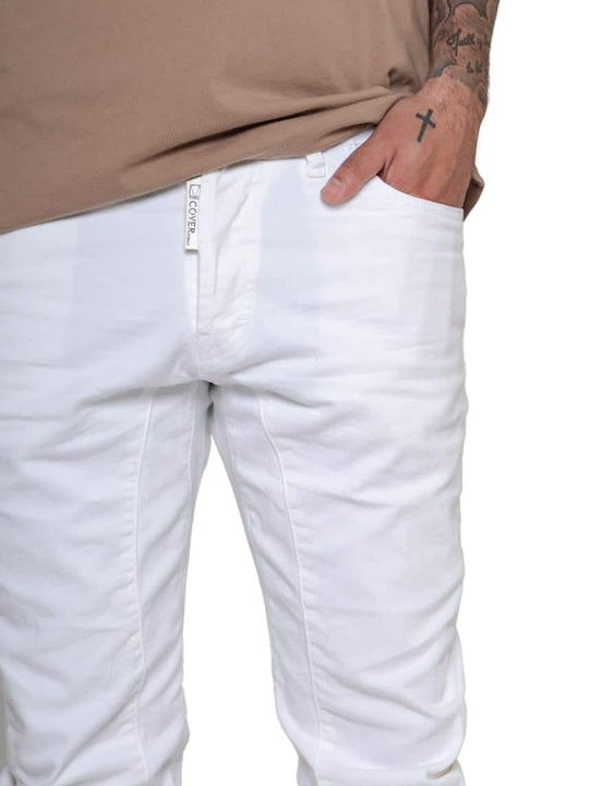 Biker I0041 Ανδρικό Παντελόνι Τζιν Ελαστικό με Skinny Εφαρμογή Λευκό