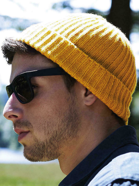 Beechfield Beanie Männer Beanie mit Rippstrick Mustard