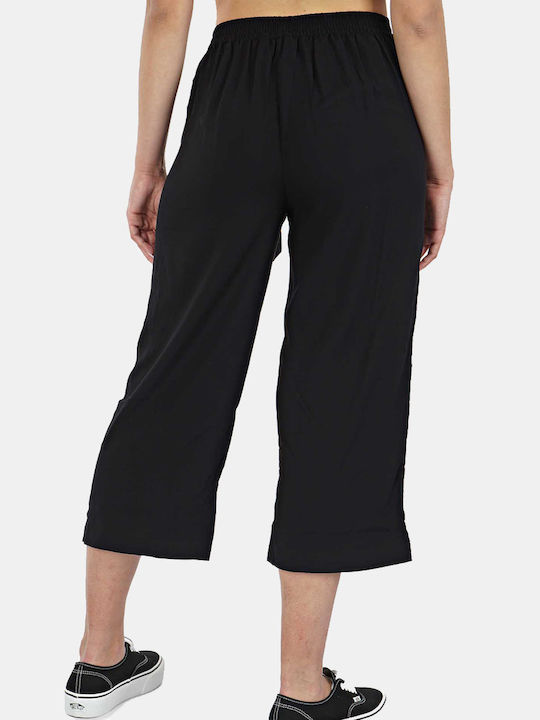 Women's High-waisted Fabric Trousers in Palazzo Fit Black