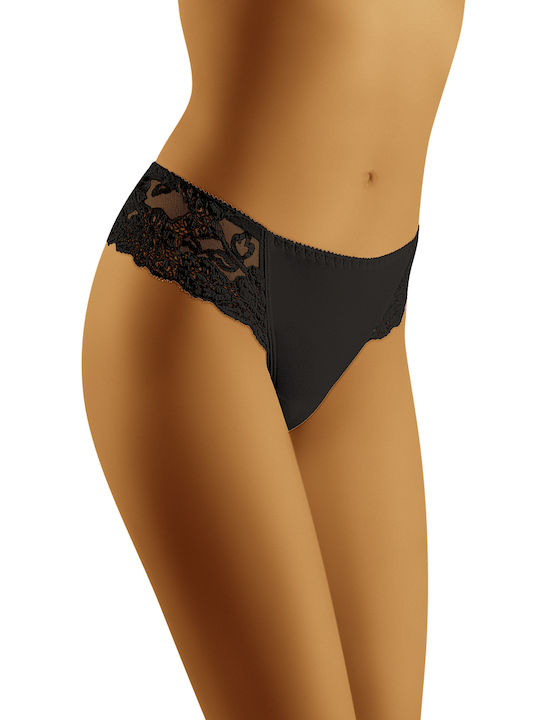 Wolbar Beta Women's String with Lace Black 156530