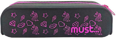 Must Focus Pencil Case Barrel with 1 Compartment Black - Fuchsia Various Colours