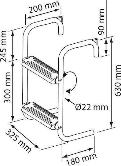 Lalizas 2 Steps Boat Ladder Pier Ladder Inox 316 with 2 Steps