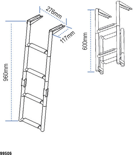 Lalizas Bootsleiter mit 4 Stufen Edelstahl 316 Leitern 255x960mm 4 Stufen