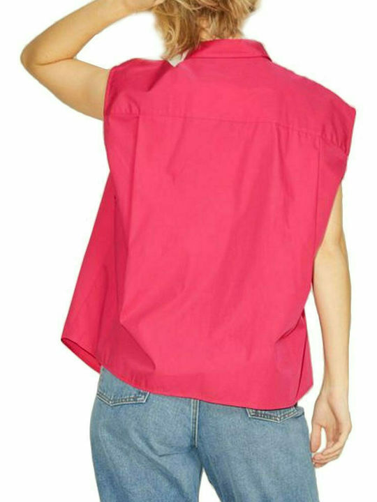 Jack & Jones Kurzärmelig Damen Hemd Bright Rose Monochrom