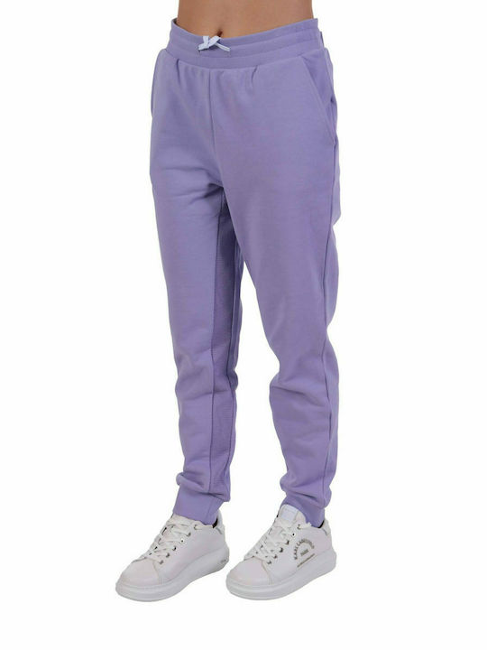 ICE PLAY TROUSERS FORM-FIT DRAWSTRING WAIST PERFORATED DETAILS LILAC