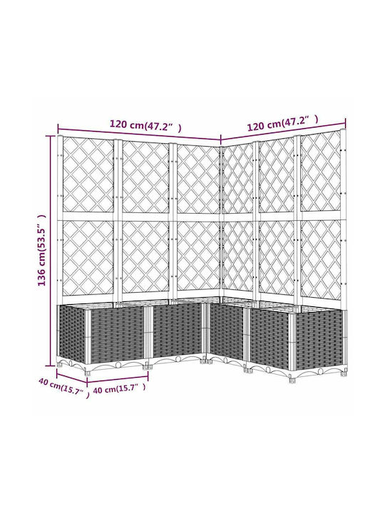 vidaXL Planter Box Plastic Gray 120x120x136cm.