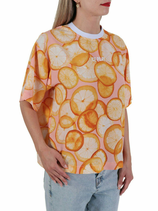 ICE PLAY T-SHIRT ORANGE NECKLINE ORANGE