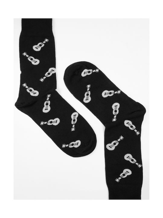 ME-WE Guitars 2-1708 Men's Patterned Socks Black