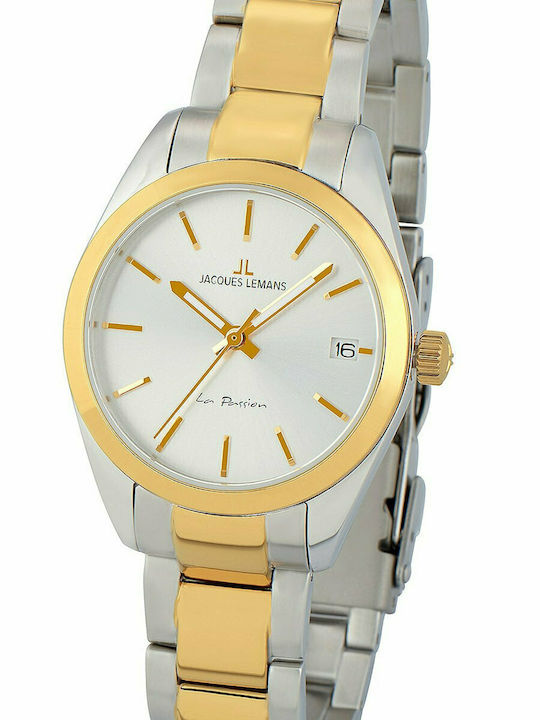 Jacques Lemans La Passion Ladies Γυναικείο Ρολόι 30mm Χρονογράφος Μπαταρίας με Μεταλλικό Μπρασελέ