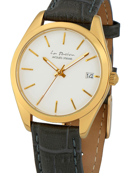Jacques Lemans La Passion Кварцов Часовник с Кожена Каишка Jacques Lemans La Passion Кварцов Часовник с Кожена Каишка