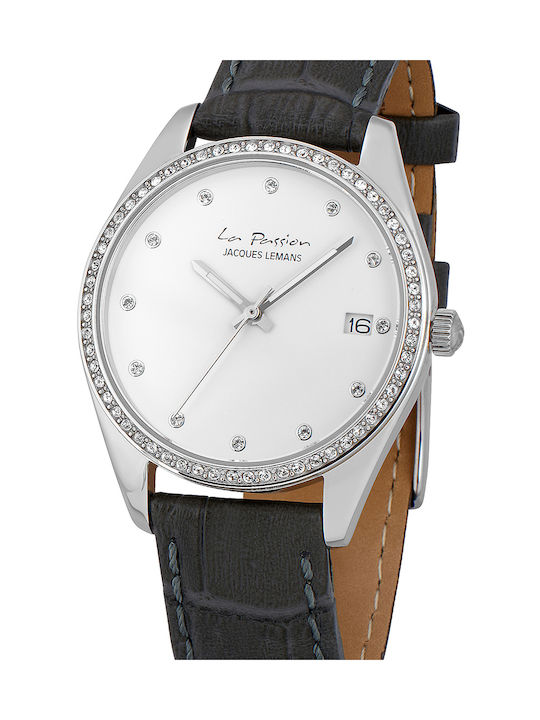 Jacques Lemans La Passion Watch with Gray Leather Strap