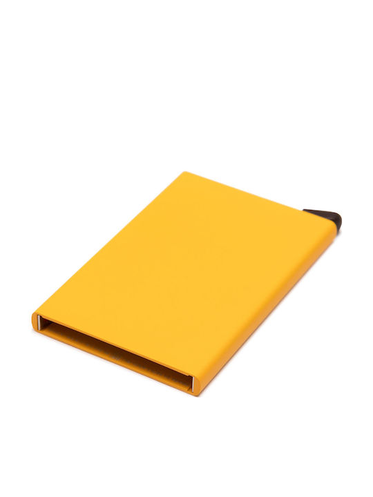 Cardprotector Ανδρικό Πορτοφόλι Καρτών με RFID και Μηχανισμό Slide Κίτρινο