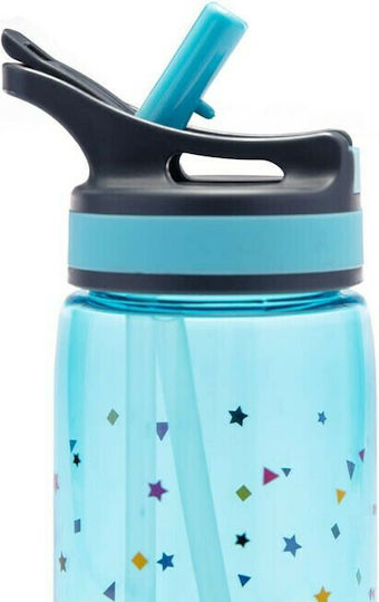 Yolo Sticlă Pentru Copii Unicorni Din Plastic Tritan Cu Pai Albastru Deschis 500ml