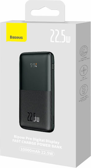 Baseus Bipow Pro Power Bank 10000mAh 22.5W с 2 USB-A порта и USB-C порт Черен