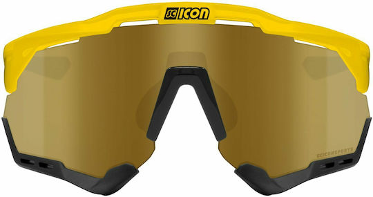 Scicon Cycling Glasses Aeroshade XL with Yellow Frame & Mirror Lenses