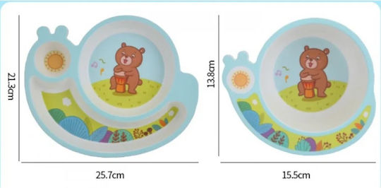 Fiko Feeding Set Snail made of Bamboo Light Blue 4pcs