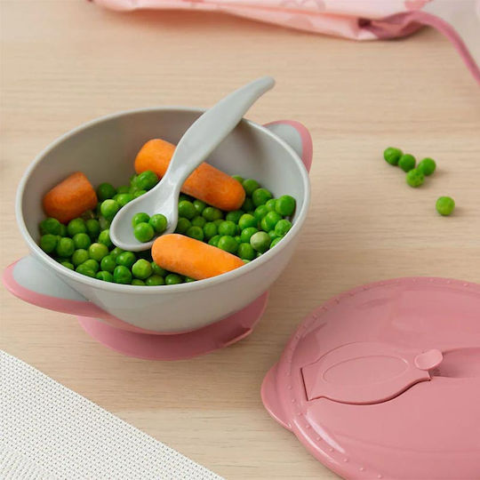 Kiokids Παιδικό Σετ Φαγητοδοχείου από Πλαστικό Ροζ 2τμχ