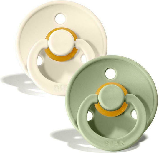 Bibs Colour Pacifiers Rubber Ivory / Sage for 18+ months 2pcs