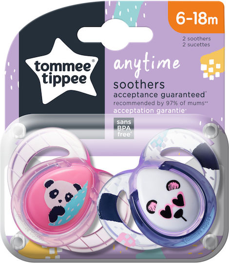 Tommee Tippee Ορθοδοντικές Πιπίλες Σιλικόνης για 6-18 μηνών Pink Panda 2τμχ