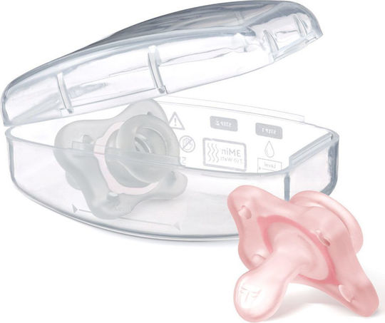 Chicco Physio Forma Mini Soft Биберони Силикон с Калъф Розов за 0-2 месеци 2бр