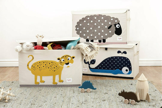 3 Sprouts Children's Folding Storage Box made of Fabric Sheep Brown 61x37x38cm 1pcs