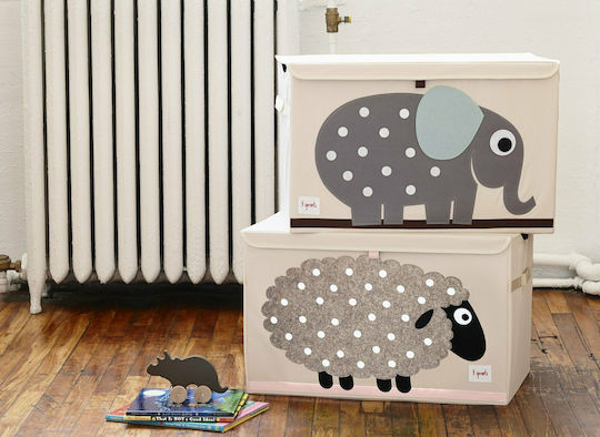 3 Sprouts Children's Folding Storage Box made of Fabric Sheep Brown 61x37x38cm 1pcs