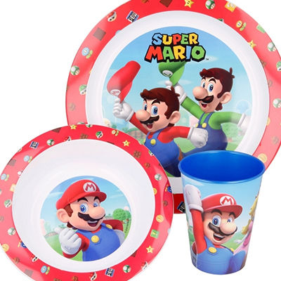 Stor Set Essgeschirr Super Mario aus Kunststoff Mehrfarbig 3Stück