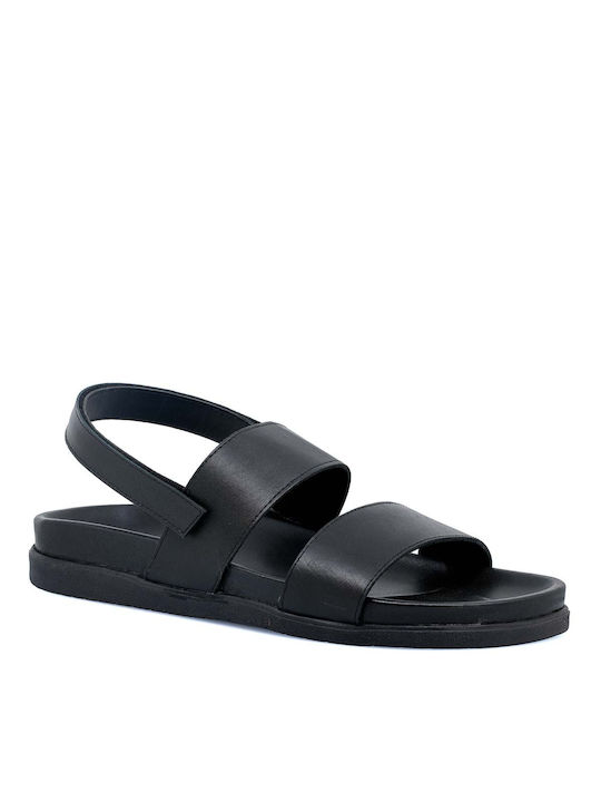 Renato Garini Leder Herrensandalen in Schwarz Farbe