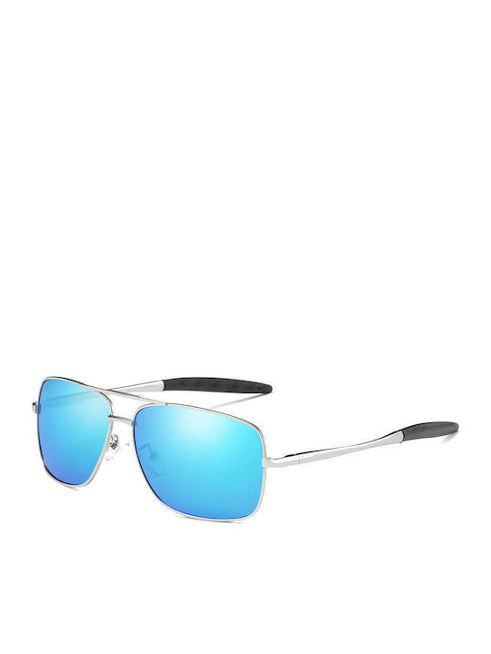 Moscow Mule Caravan Unisex Sunglasses with Silver Metal Frame and Blue Polarized Lens MM/0925/6