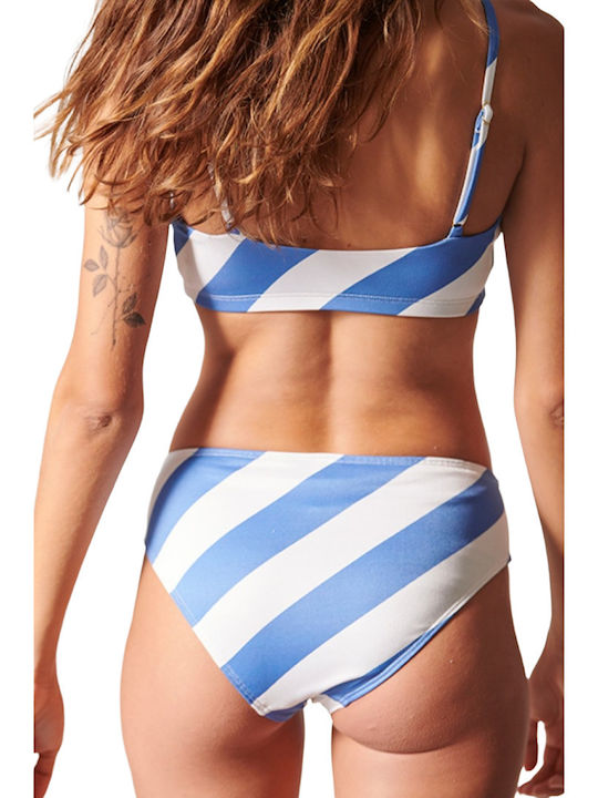 Blu4u Padded Sports Bra Bikini Top with Adjustable Straps Blue Striped