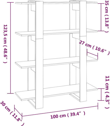 Bibliotecă Gri 100x30x123,5 cm