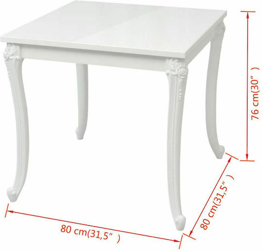 Masă Sala de mese Alb 80x80x76buc