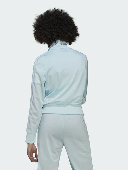 Adidas Adicolor Classics Κοντή Γυναικεία Ζακέτα με Φερμουάρ σε Γαλάζιο Χρώμα