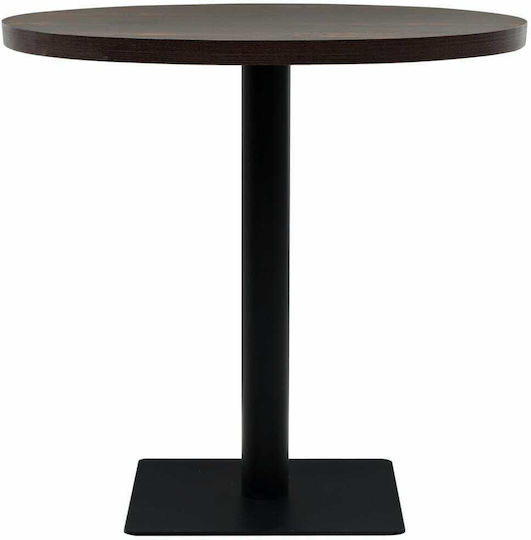 Bistro Round Kitchen Table Wooden with Metal Frame Dark Ash Grey 80x80x75cm