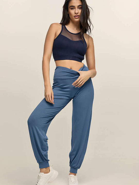 High Waist Sweatpants Jogger Blue Raf