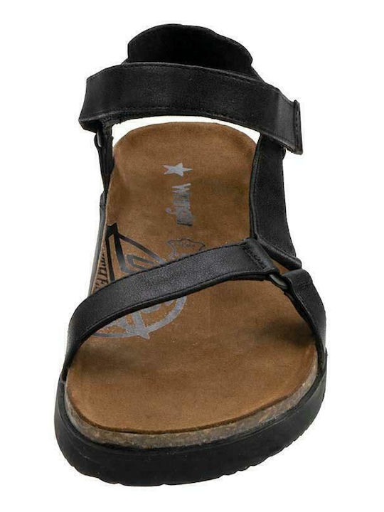 Ranch Hiking Leather Women's Flat Sandals Anatomic in Black Color