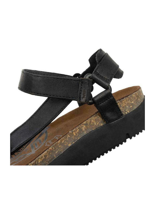 Ranch Hiking Leather Women's Flat Sandals Anatomic in Black Color