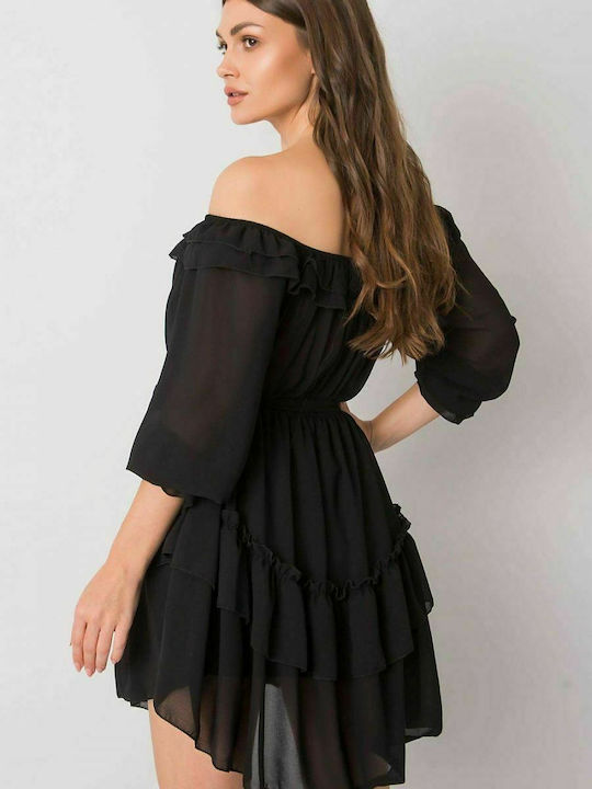 Och Bella Mini Dress with Ruffle Black