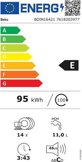 Beko Vollintegrierter Geschirrspüler für 14 Gedecke B59.8xH81.8cm