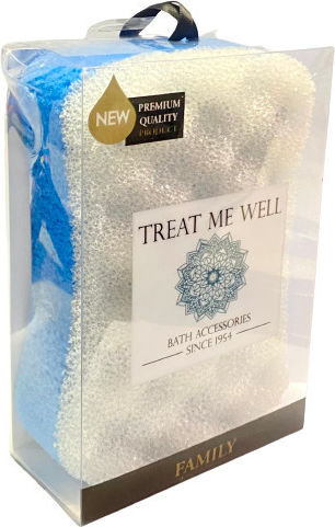 Treat Me Well Family 2 in 1 Κλασσικό Σφουγγάρι Μπάνιου Απολέπισης Μπλε 1τμχ