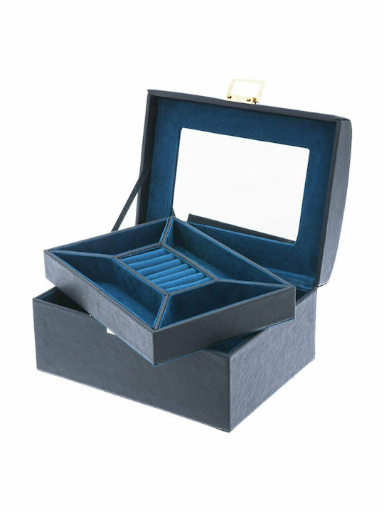 Davidts Cutie pentru Bijuterii cu Husă de Călătorie din Catifea cu Oglindă Neagră 21.5x18.5x11.5cm