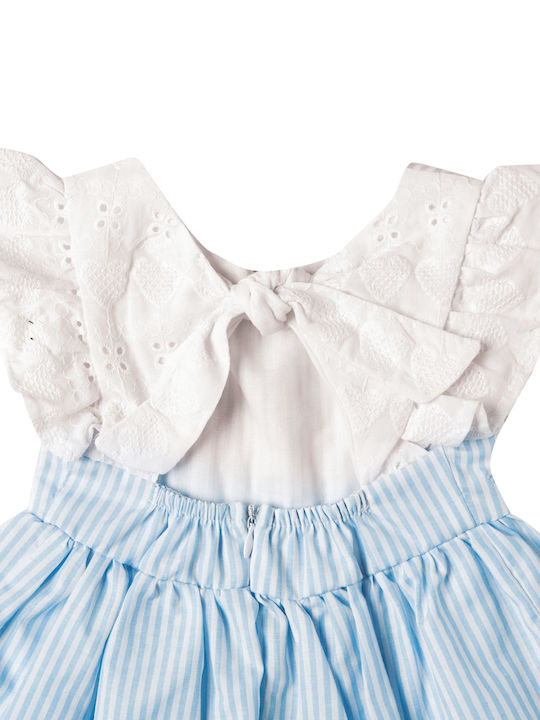 Girls' dress Mamma Natura light blue striped with butterfly sleeves