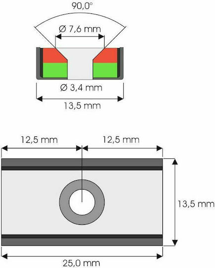 Magnitech Magnet Neodimiu Rectangular cu Gaură și Forță de Atracție 7.5kg 25x13x5mm 1buc