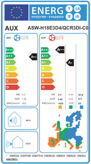 AUX Q-Series Klimaanlage Inverter 18000 BTU A++/A+ mit WiFi Grau