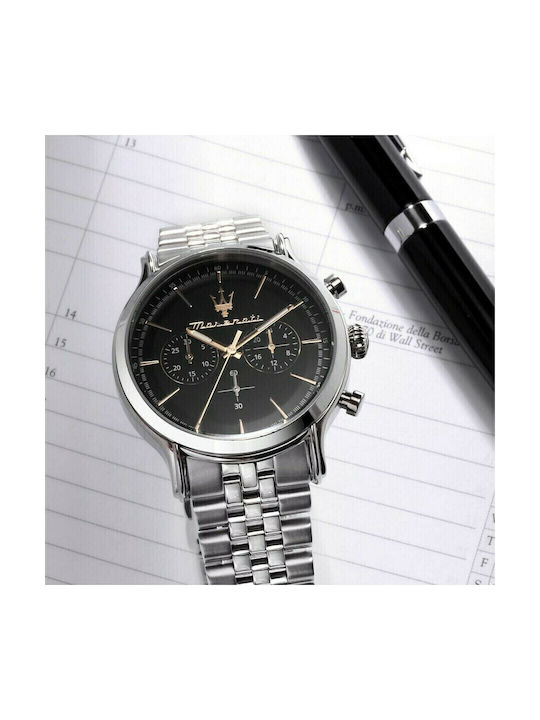 Maserati Men's Watch 42mm Chronograph Battery with Silver Metal Bracelet