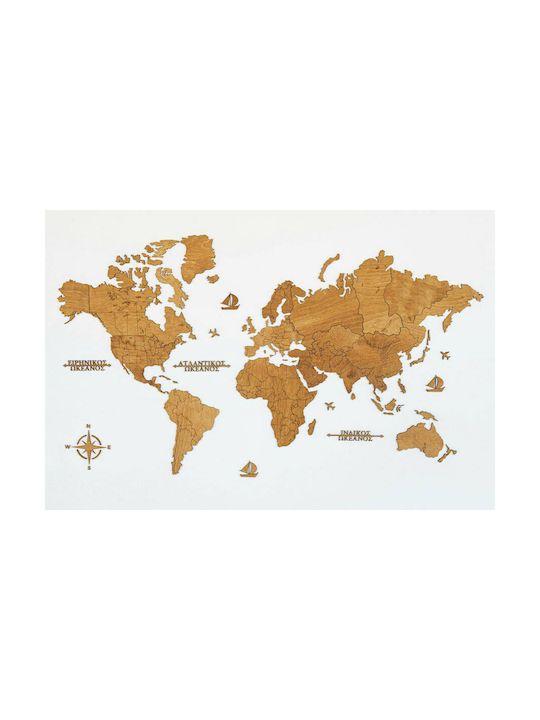 Wall Decor World Map Handmade Wooden 115x65cm