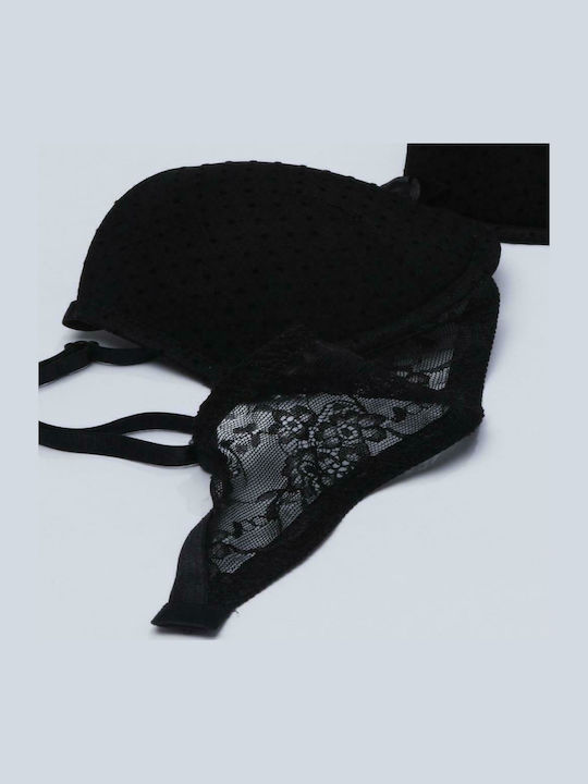 Norddiva Lingerie Dantelat Set de Lenjerie Sutien cu Șir de caractere Negru