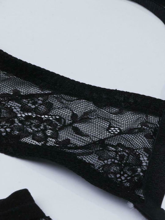 Norddiva Lingerie Dantelat Set de Lenjerie Sutien cu Șir de caractere Negru