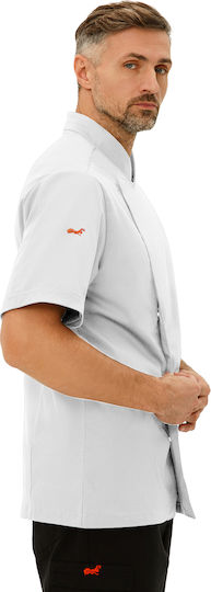 strongAnt Chef Short Sleeve Lycra Jacket White Strech